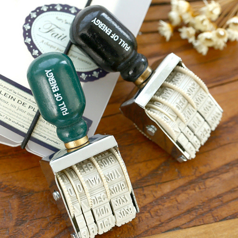 Vintage Wooden Date Stamp, Bullet Journal/ Planner stamp , Posting stamp, Scrapbooking Supplies
