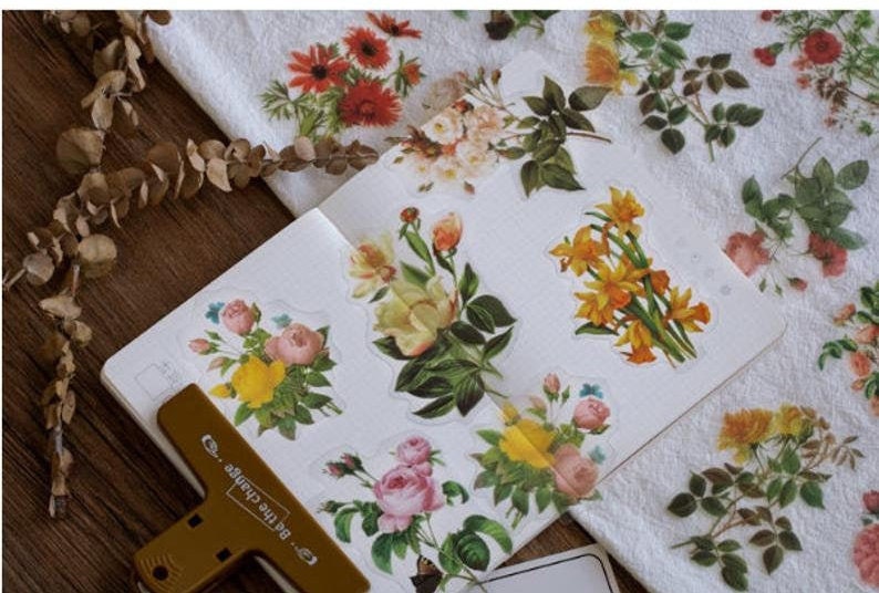 Vintage Vinyl Flower stickers