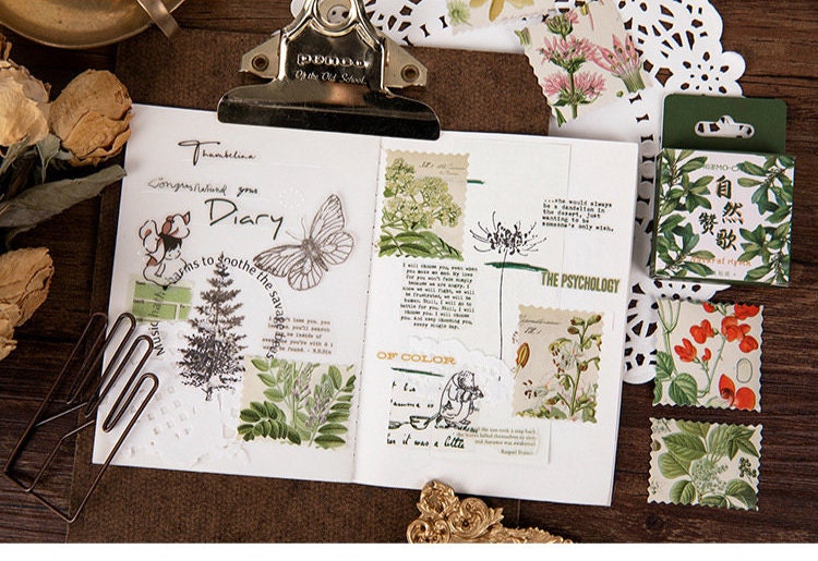 Vintage Flower Stamp Sticker Pack