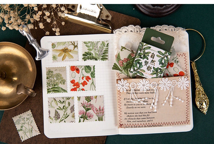 Vintage Flower Stamp Sticker Pack