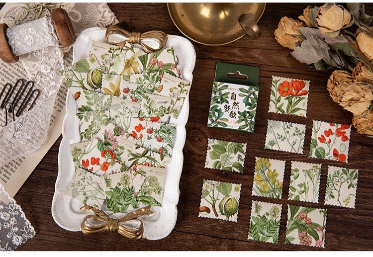 Vintage Flower Stamp Sticker Pack