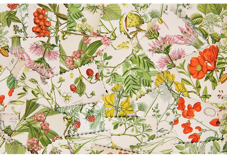 Vintage Flower Stamp Sticker Pack