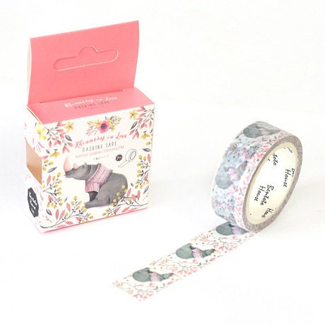Rhino & Flower washi Tape