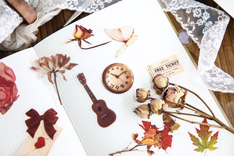 Vintage vinyl Flower stickers