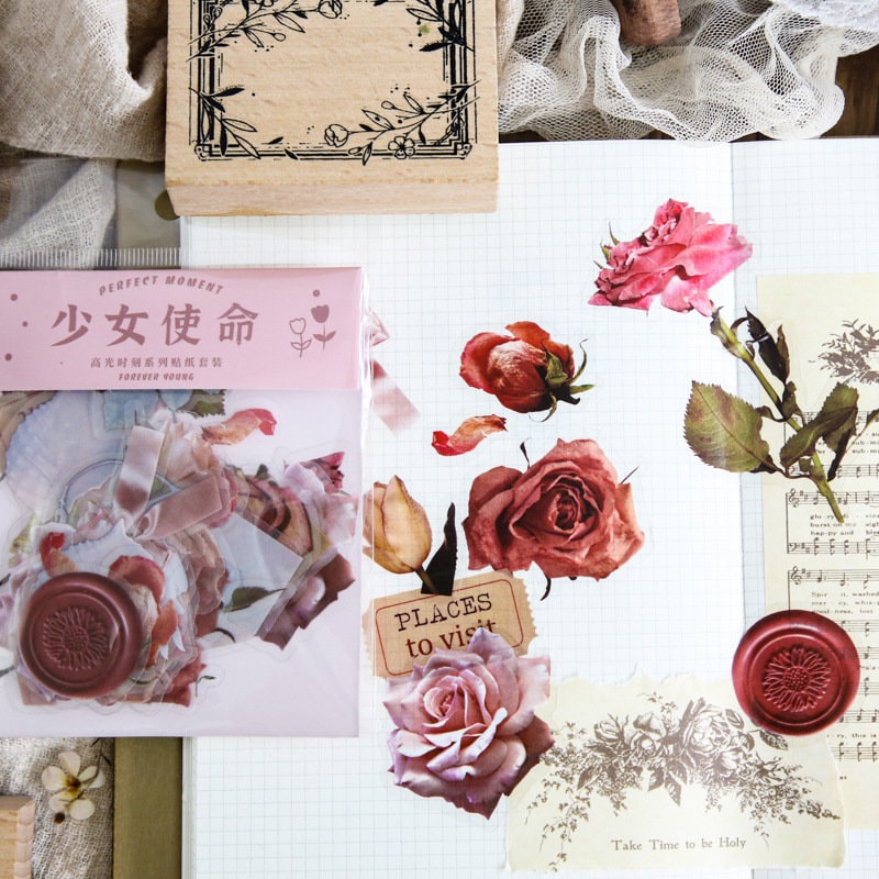Vintage vinyl Flower stickers