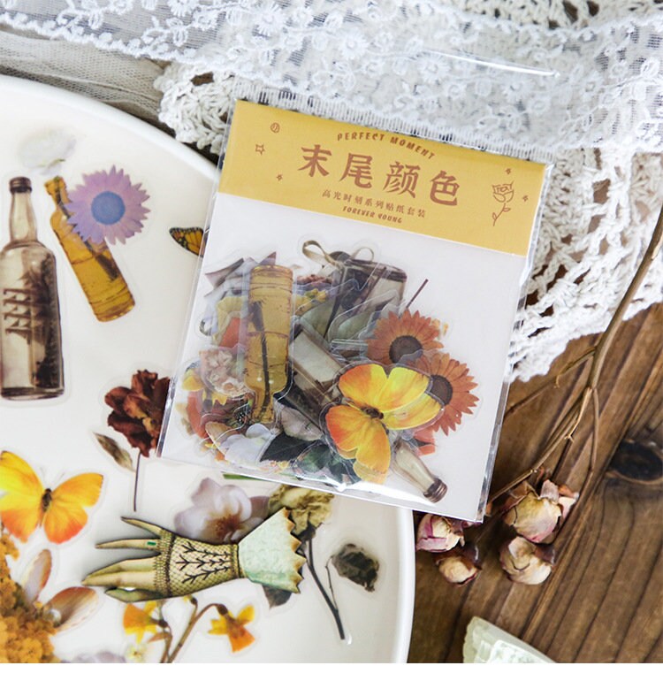 Vintage vinyl Flower stickers