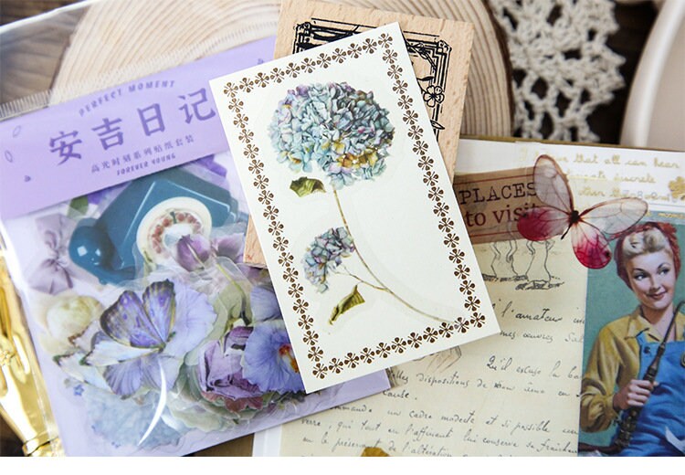 Vintage vinyl Flower stickers