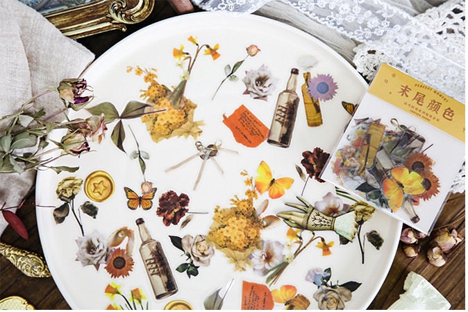 Vintage vinyl Flower stickers