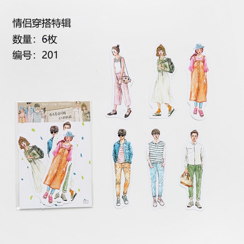 Girls Fashion Stickers - 6 pcs