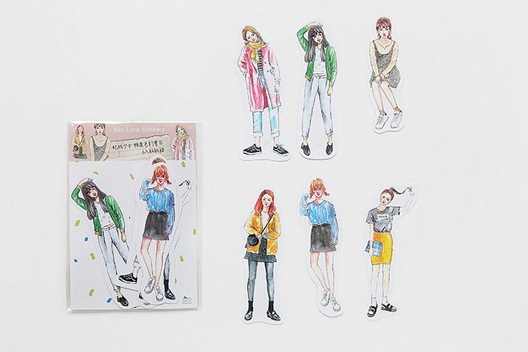 Girls Fashion Stickers - 6 pcs