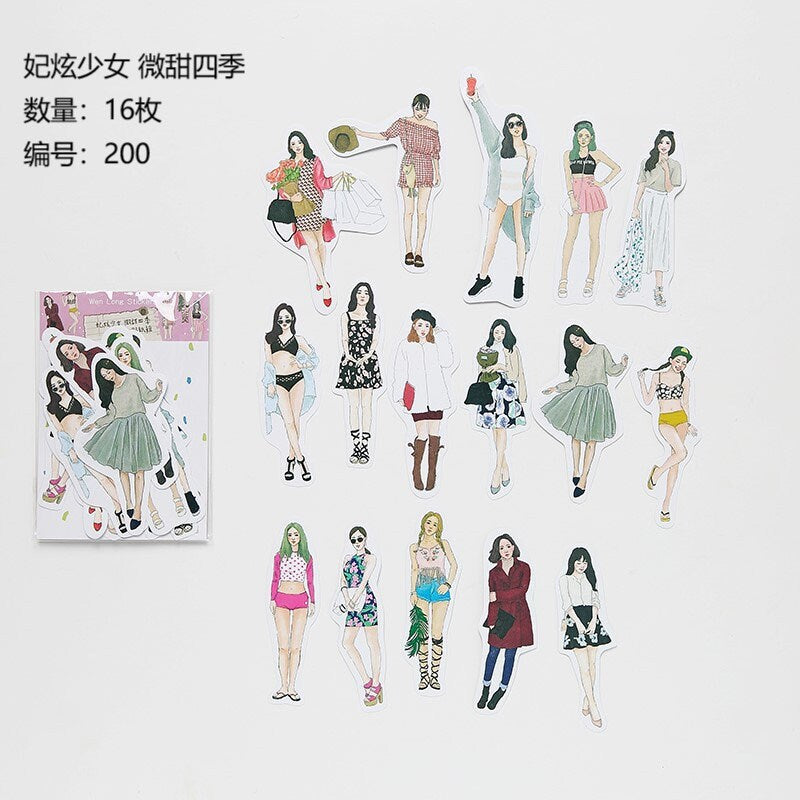 Girl Fashion Stickers - 16-18 pcs