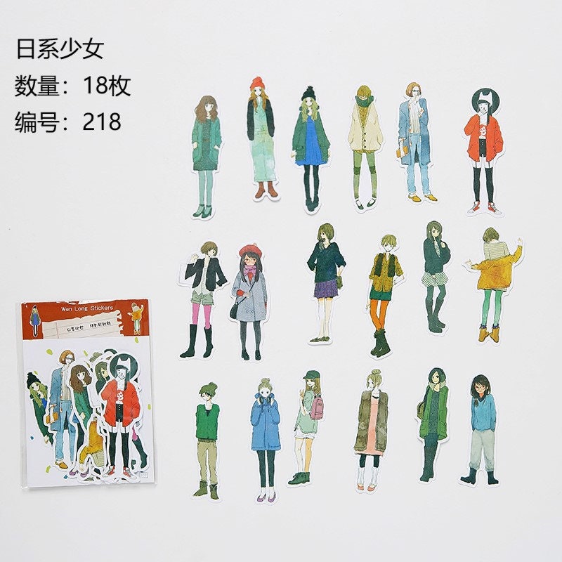 Girl Fashion Stickers - 16-18 pcs