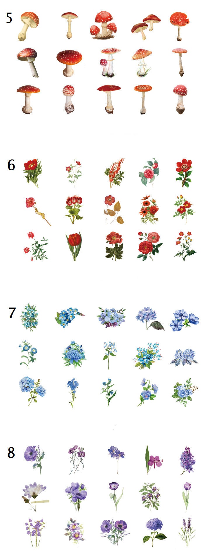 Colourful flower stickers pack