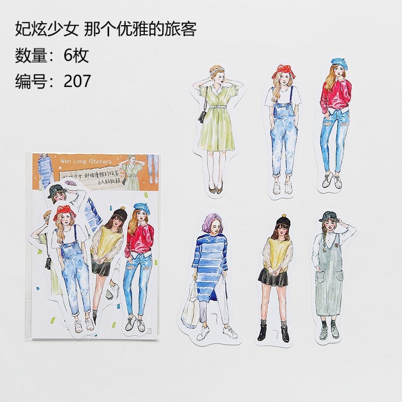 Girls Fashion Stickers - 6 pcs