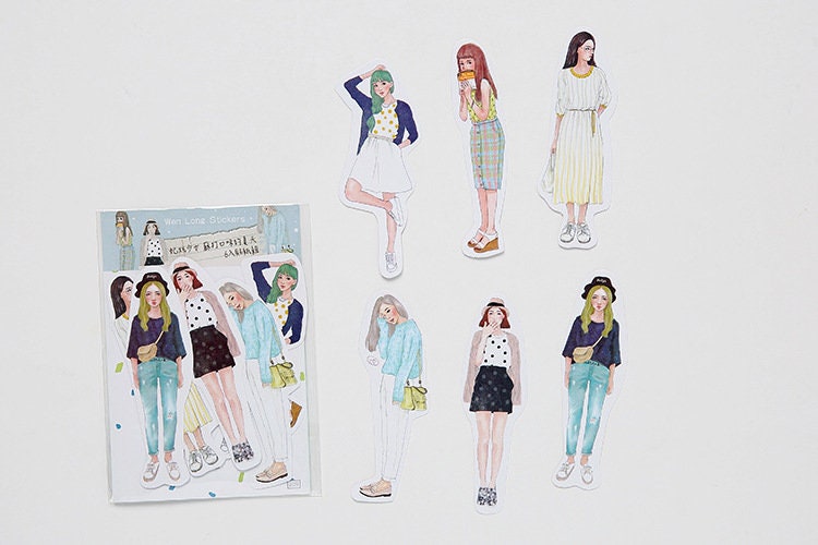 Girls Fashion Stickers - 6 pcs