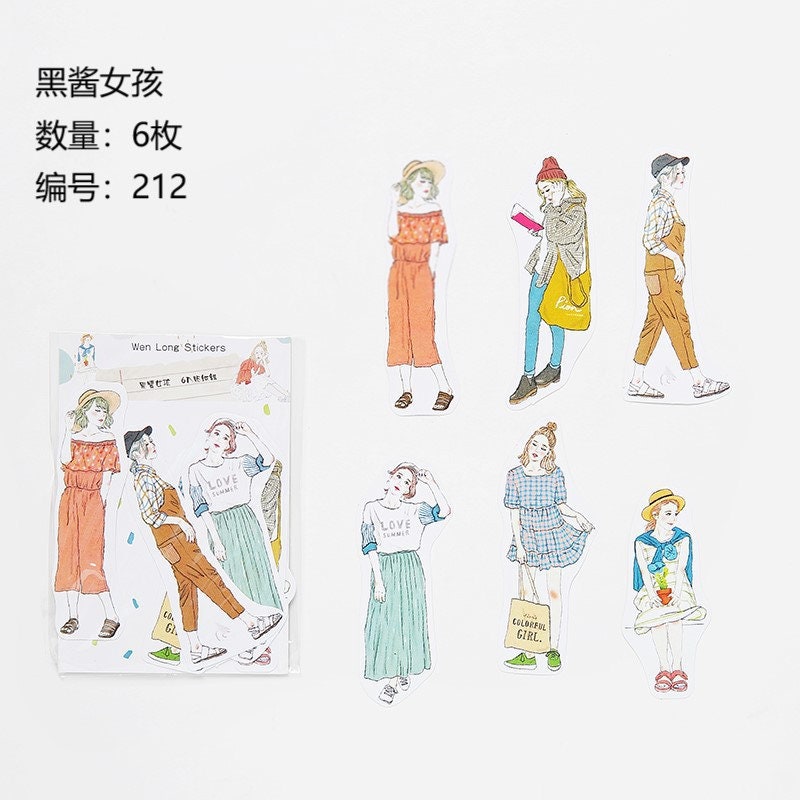 Girls Fashion Stickers - 6 pcs