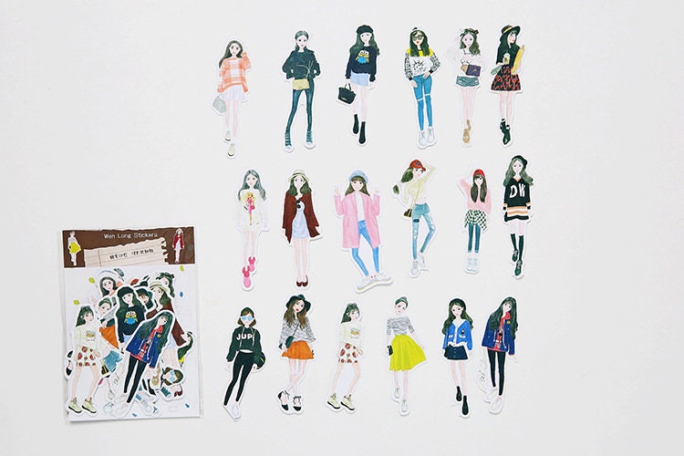 Girl Fashion Stickers - 16-18 pcs