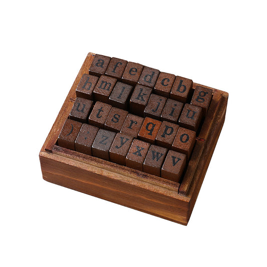 28 pcs vintage Wooden lower and upper case alphabet stamp set for journaling, mail, craft