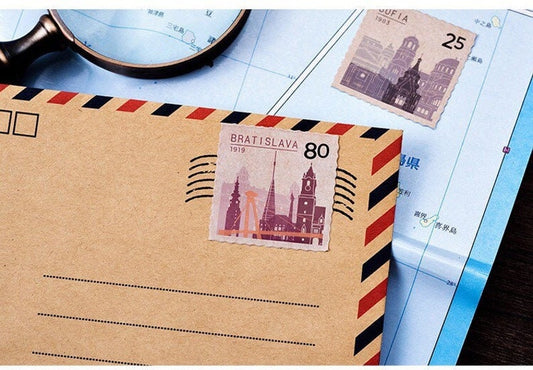 Travel Stamp stickers pack, 46pcs