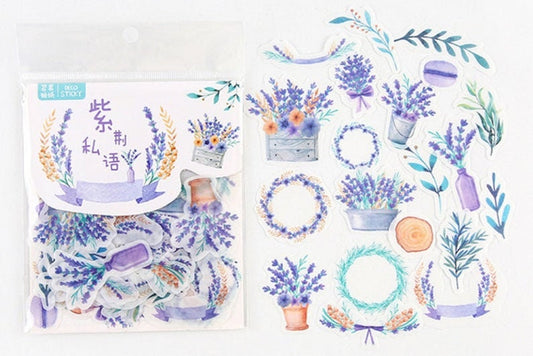 Purple flower stickers pack