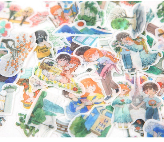 Cute Girl and Boy Stickers - 84 pcs