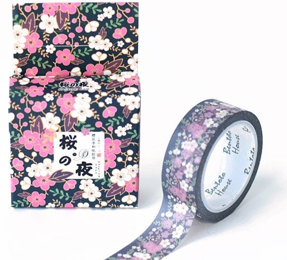 Black and Pink Sakura Washi Tape