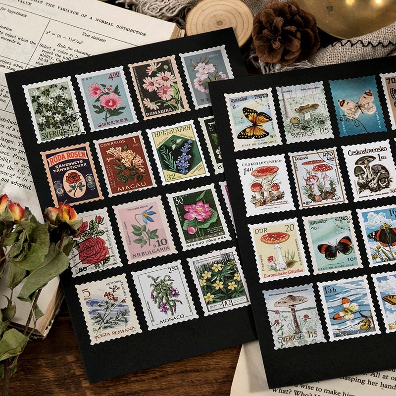 Vintage stamp sticker pack