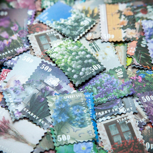 Colourful flower stickers stamps - 50pcs