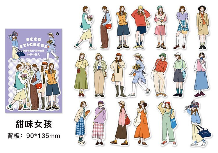 Kawaii fashion girl/boy stickers
