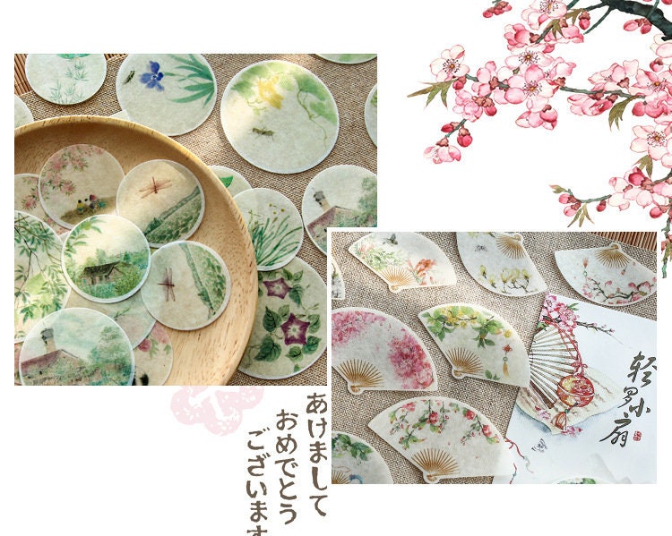 Japanese Style Flower Stickers