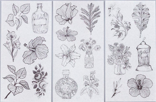 Black and White Plants Stickers
