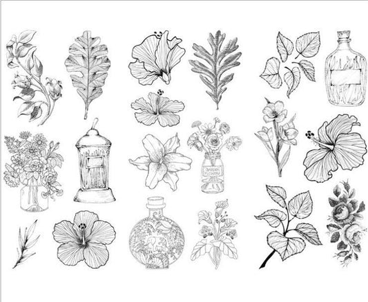 Black and White Plants Stickers